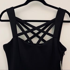 Black GUESS Cage Neckline Mini Dress